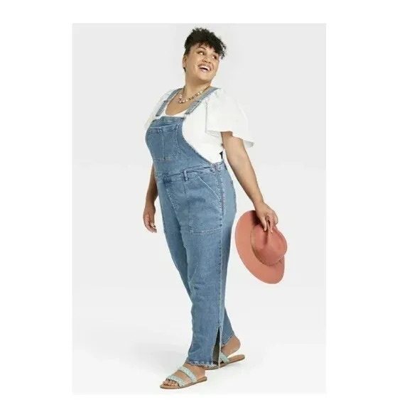 NWT Ava & Viv Denim Medium Wash Overalls - Picture 3 of 16